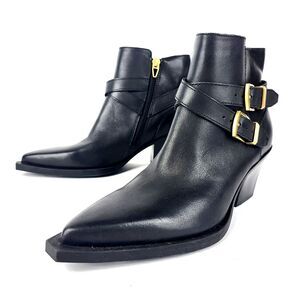 Dolce Vita Rayner Black Leather Pointed toe Buckled Moto Bootie Size 6.5